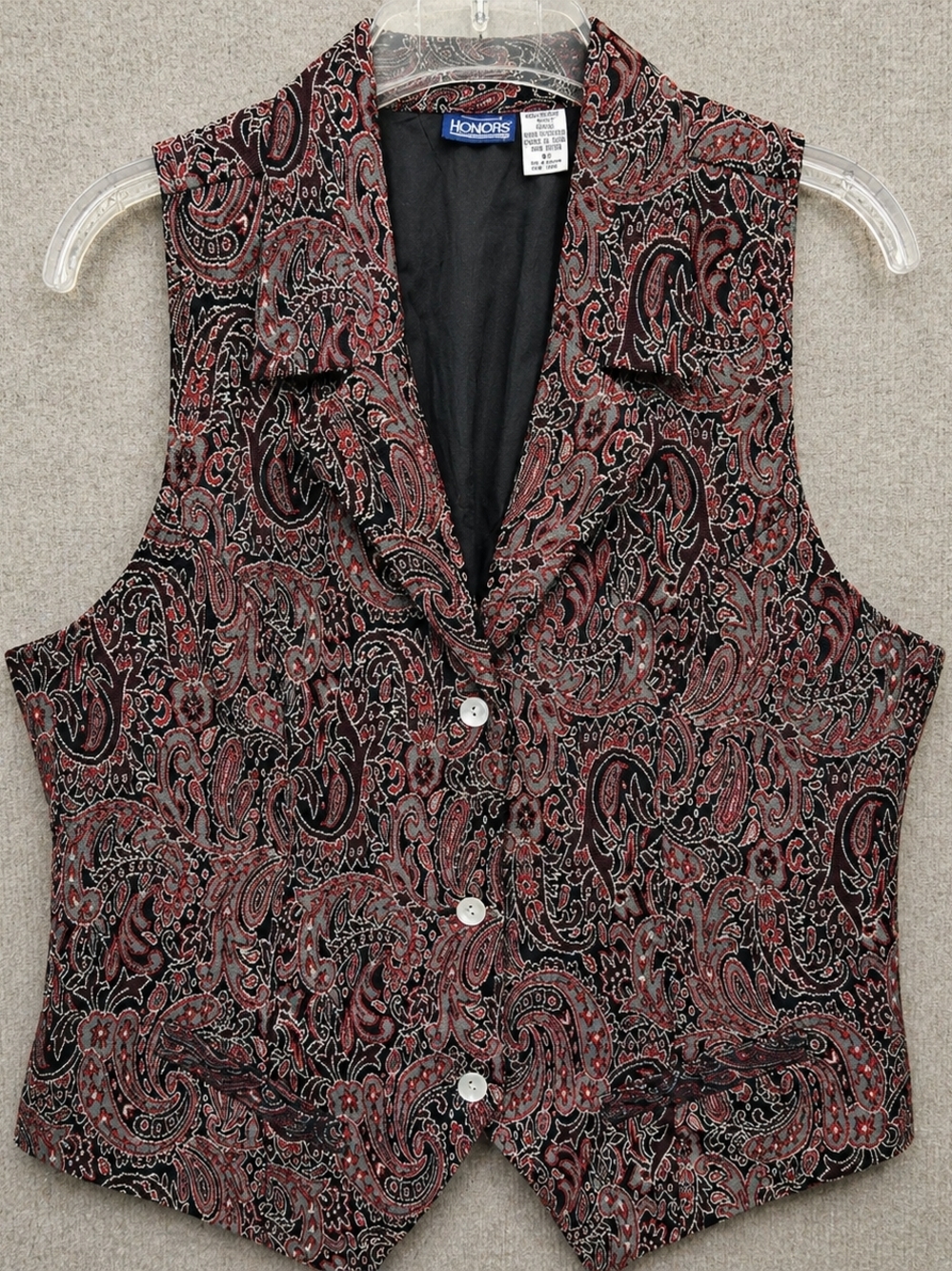 Vintage Honors Paisley Tapestry Vest Boho 90s Size M Button Front